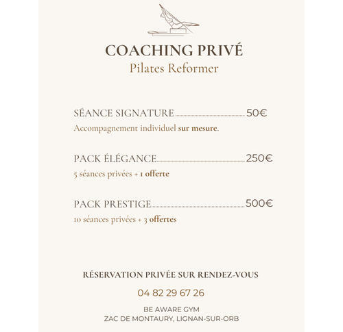 Coaching Privé Pilates Reformer — Séances individuelles sur mesure à Lignan-sur-Orb